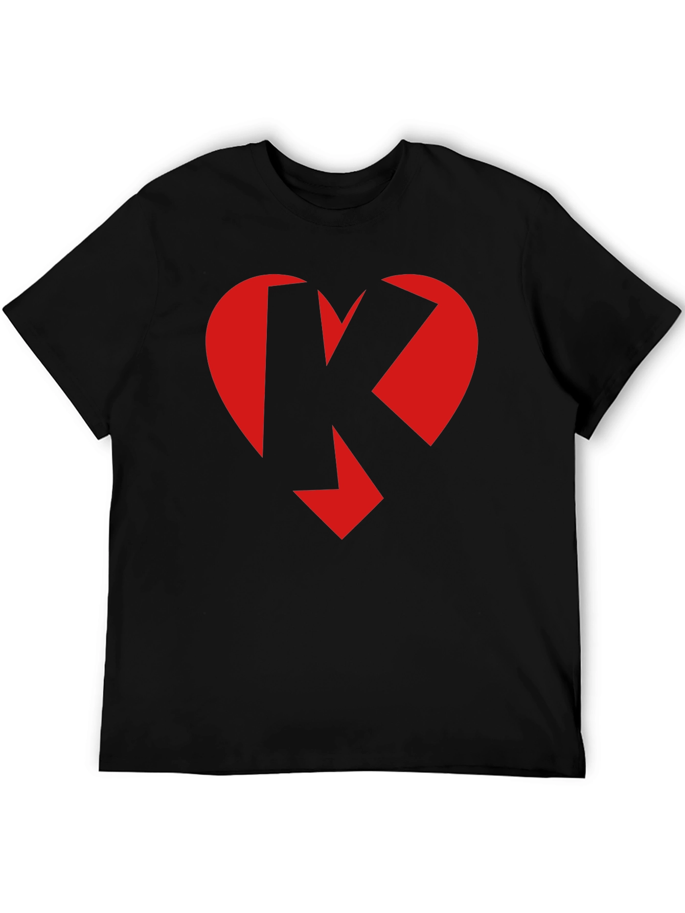 Heart K Graphic Tee - Black Crew Neck