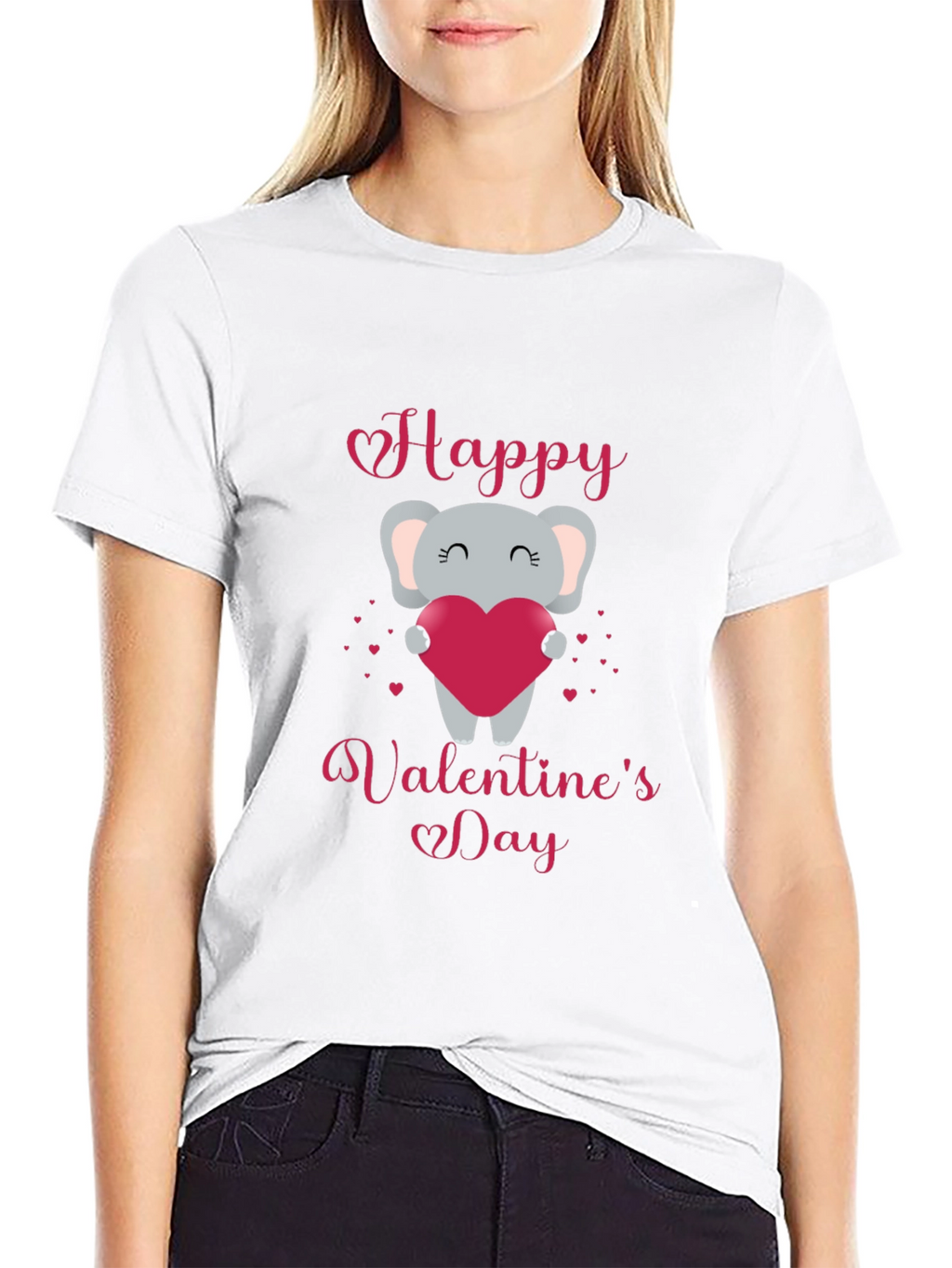 Happy Valentines Day Elephant Graphic T-Shirt