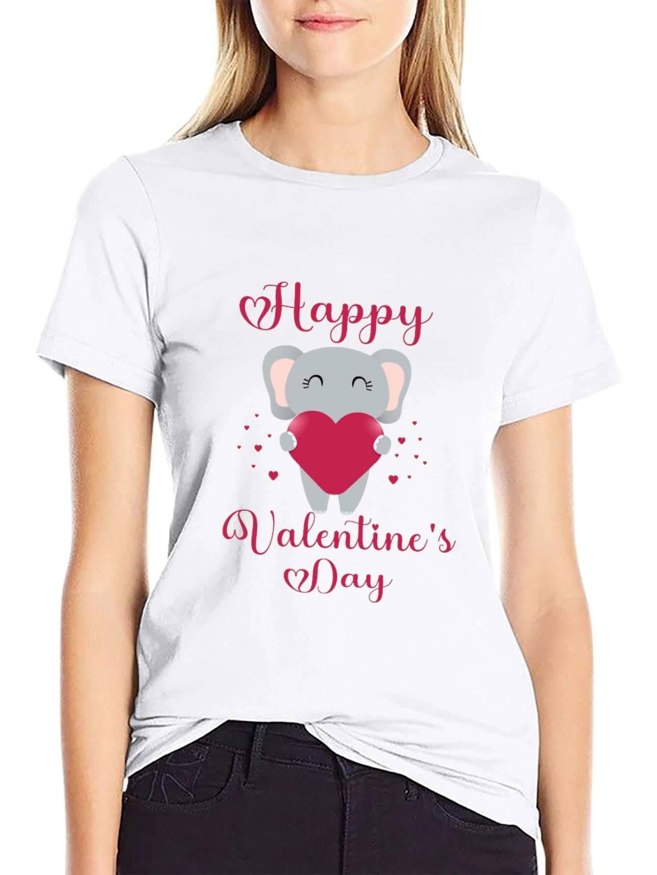 Happy Valentines Day Elephant Graphic T-Shirt