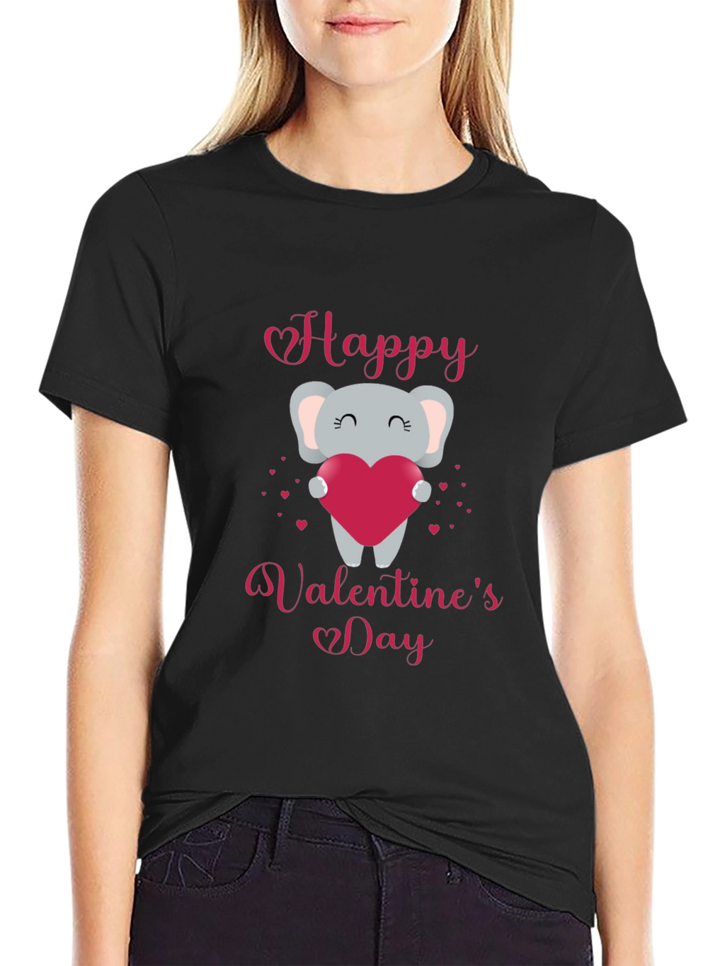 Happy Valentines Day Elephant Graphic T-Shirt