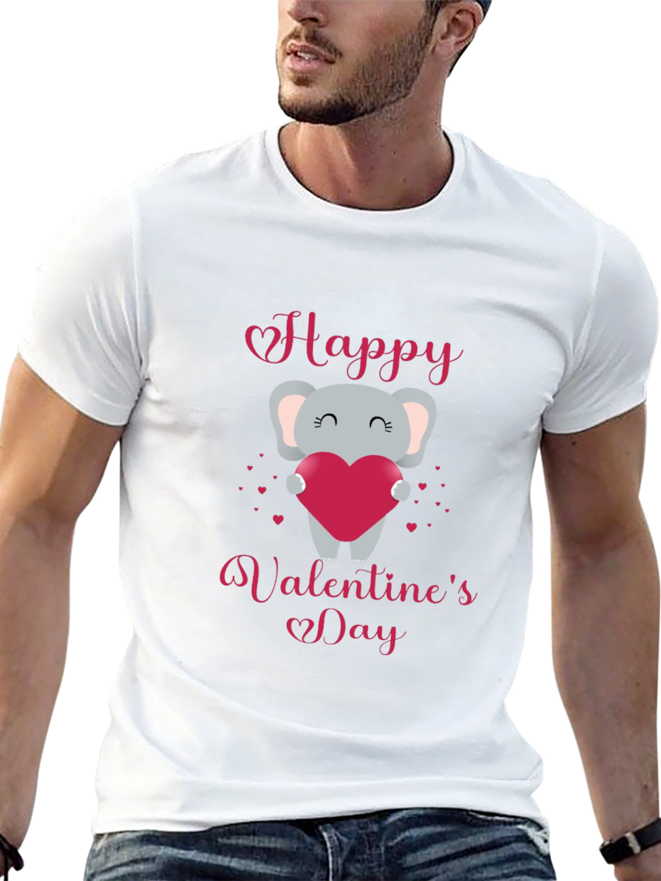 Happy Valentines Day Elephant Graphic T-Shirt