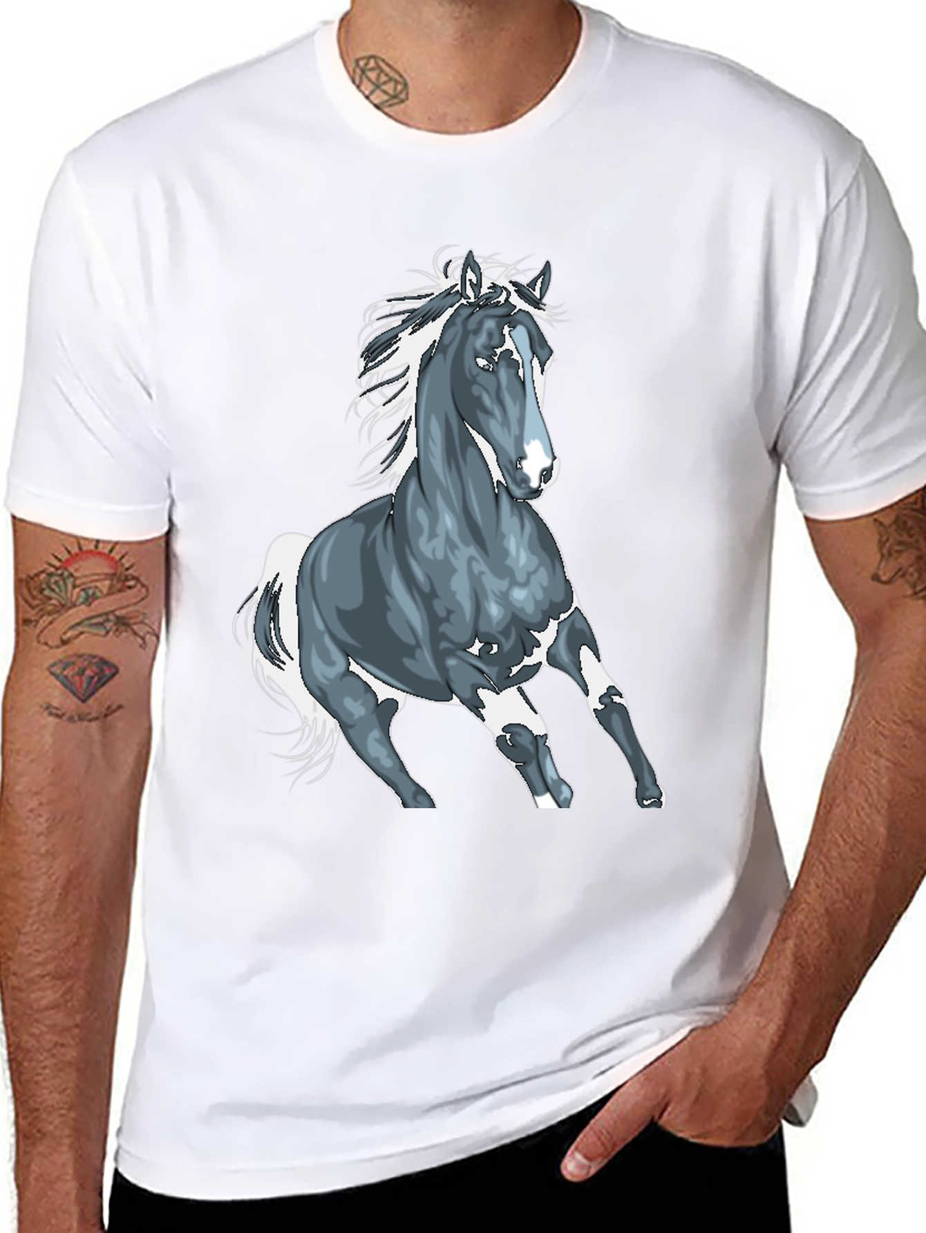 Horse Graphic T-Shirt - Black Cotton Tee
