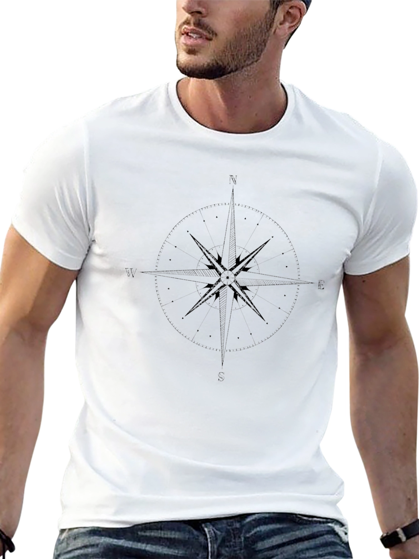 Compass Rose Graphic Black T-Shirt