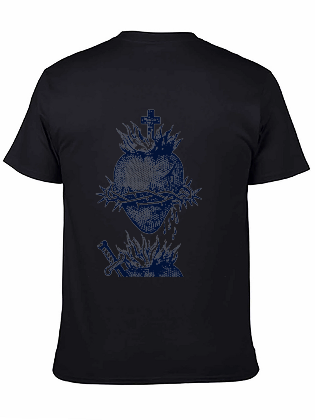 Black T-Shirt with Heart Graphic