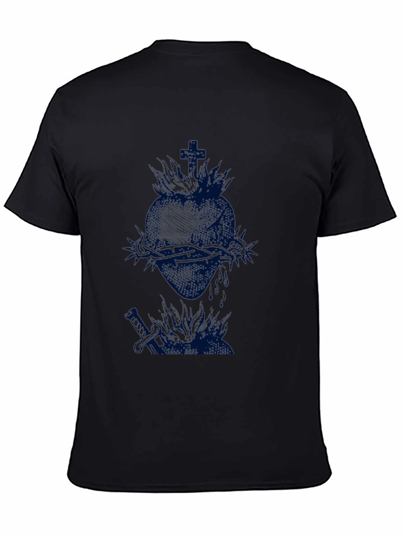 Black T-Shirt with Heart Graphic