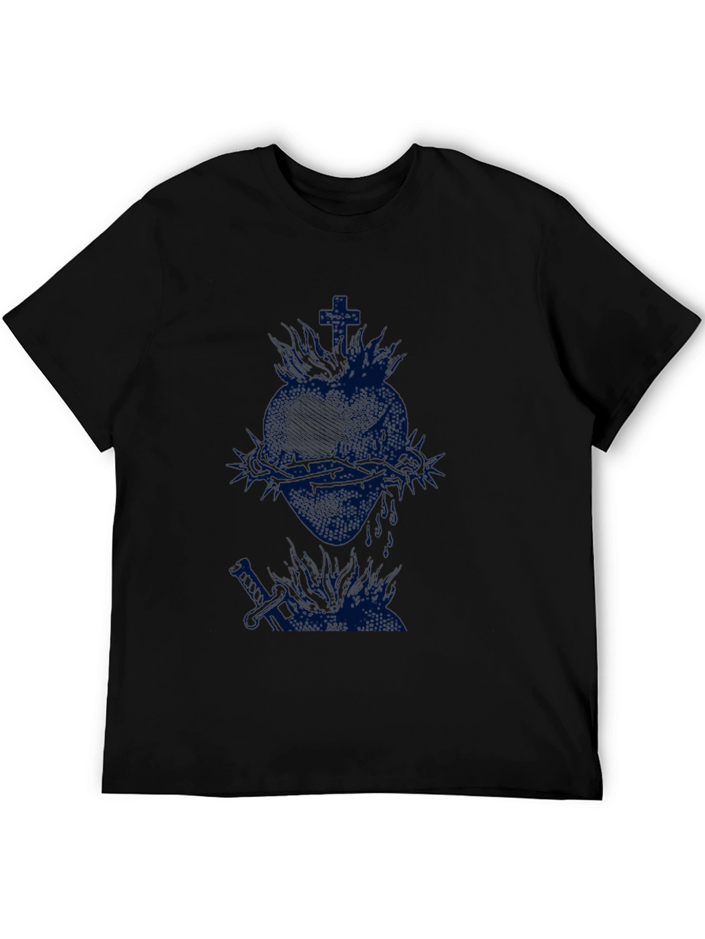 Black T-Shirt with Heart Graphic
