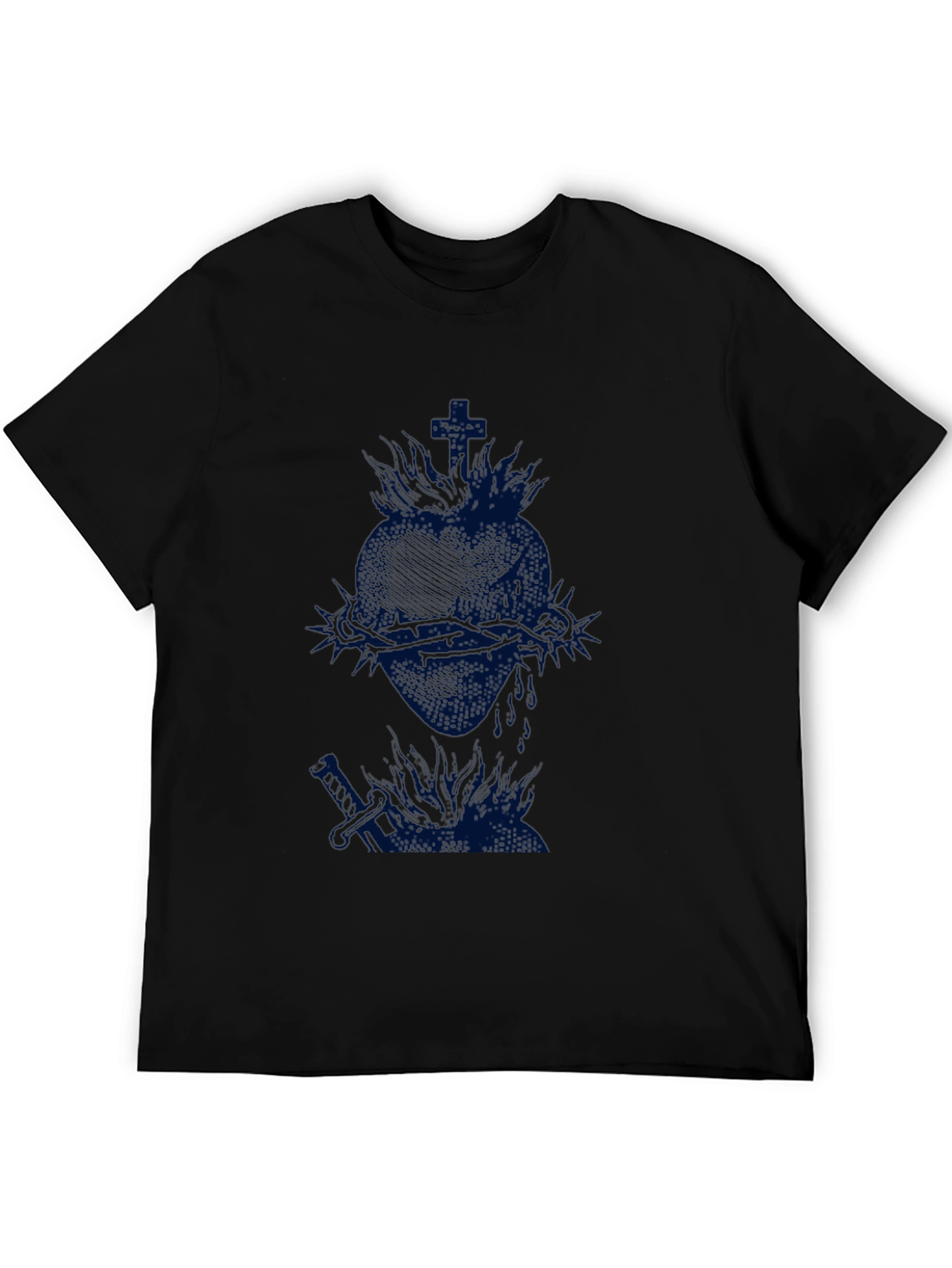 Black T-Shirt with Heart Graphic