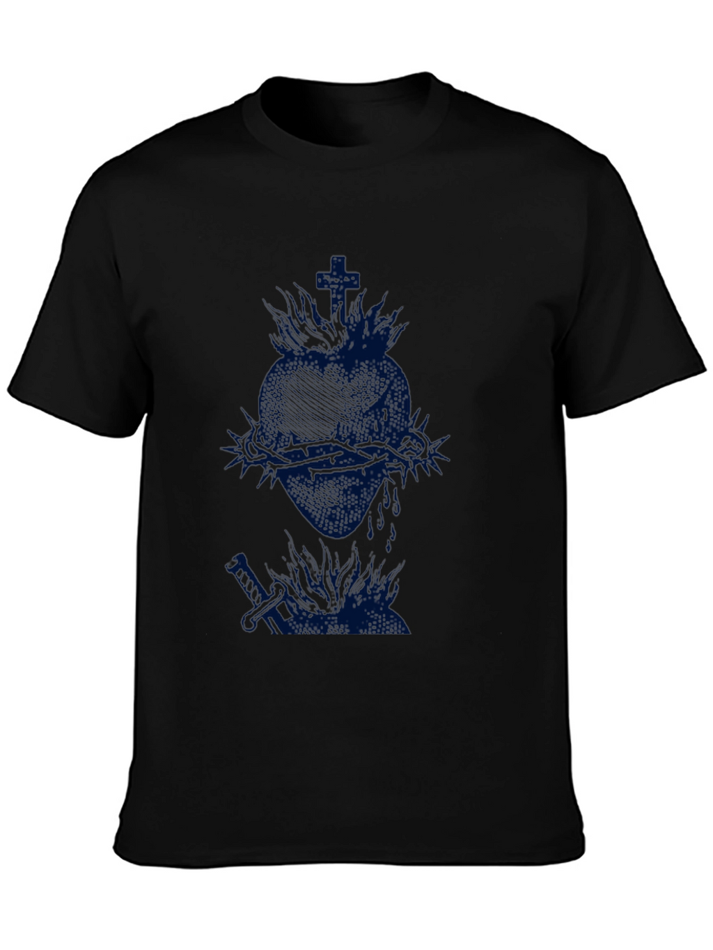 Black T-Shirt with Heart Graphic