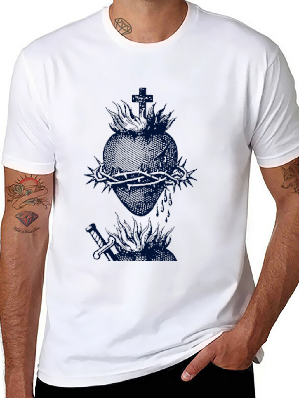 Black T-Shirt with Heart Graphic