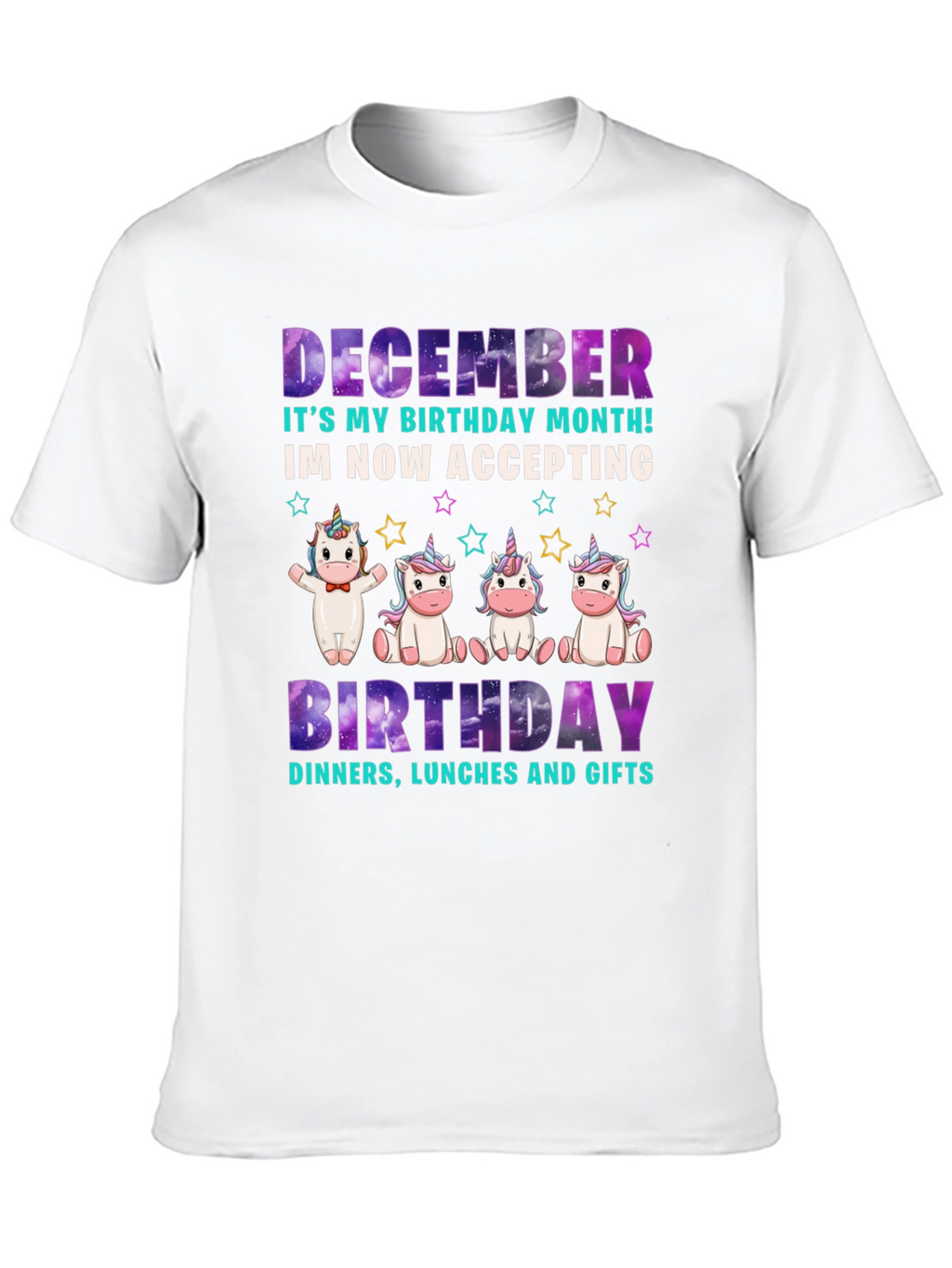 December Birthday Month Unicorn T-Shirt