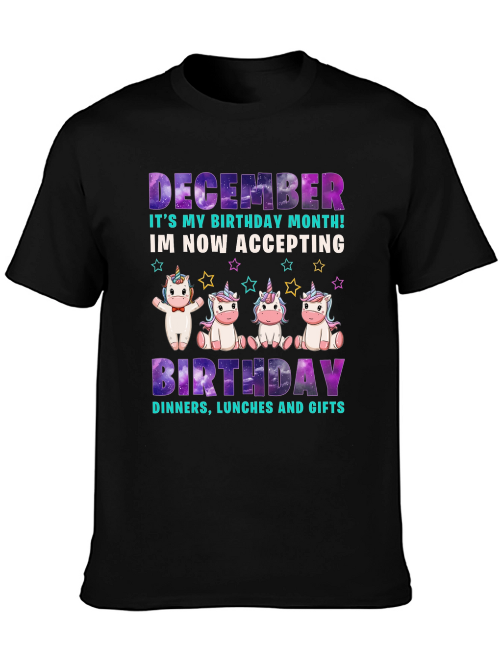 December Birthday Month Unicorn T-Shirt