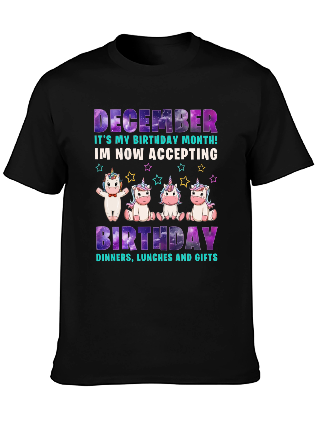 December Birthday Month Unicorn T-Shirt