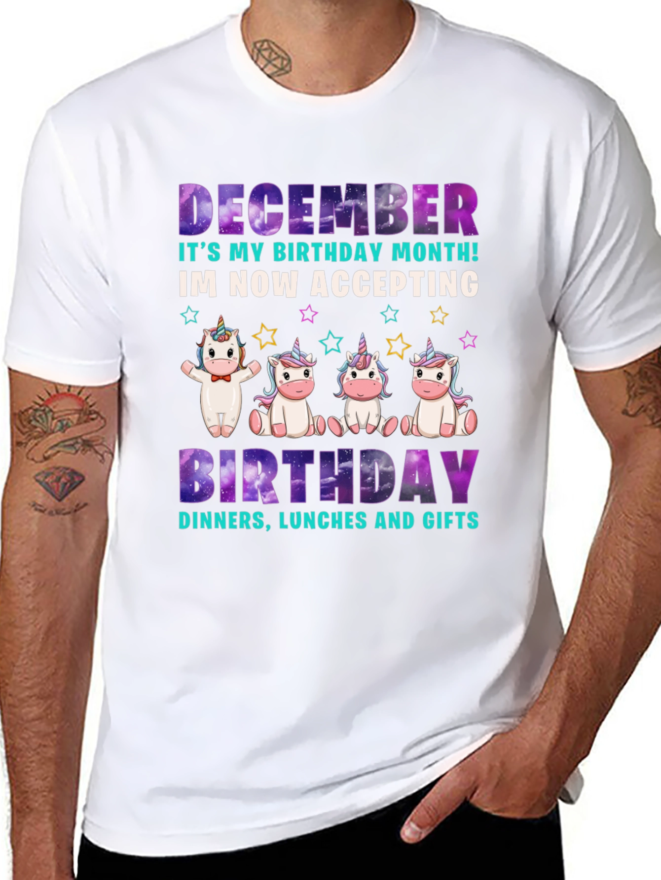 December Birthday Month Unicorn T-Shirt