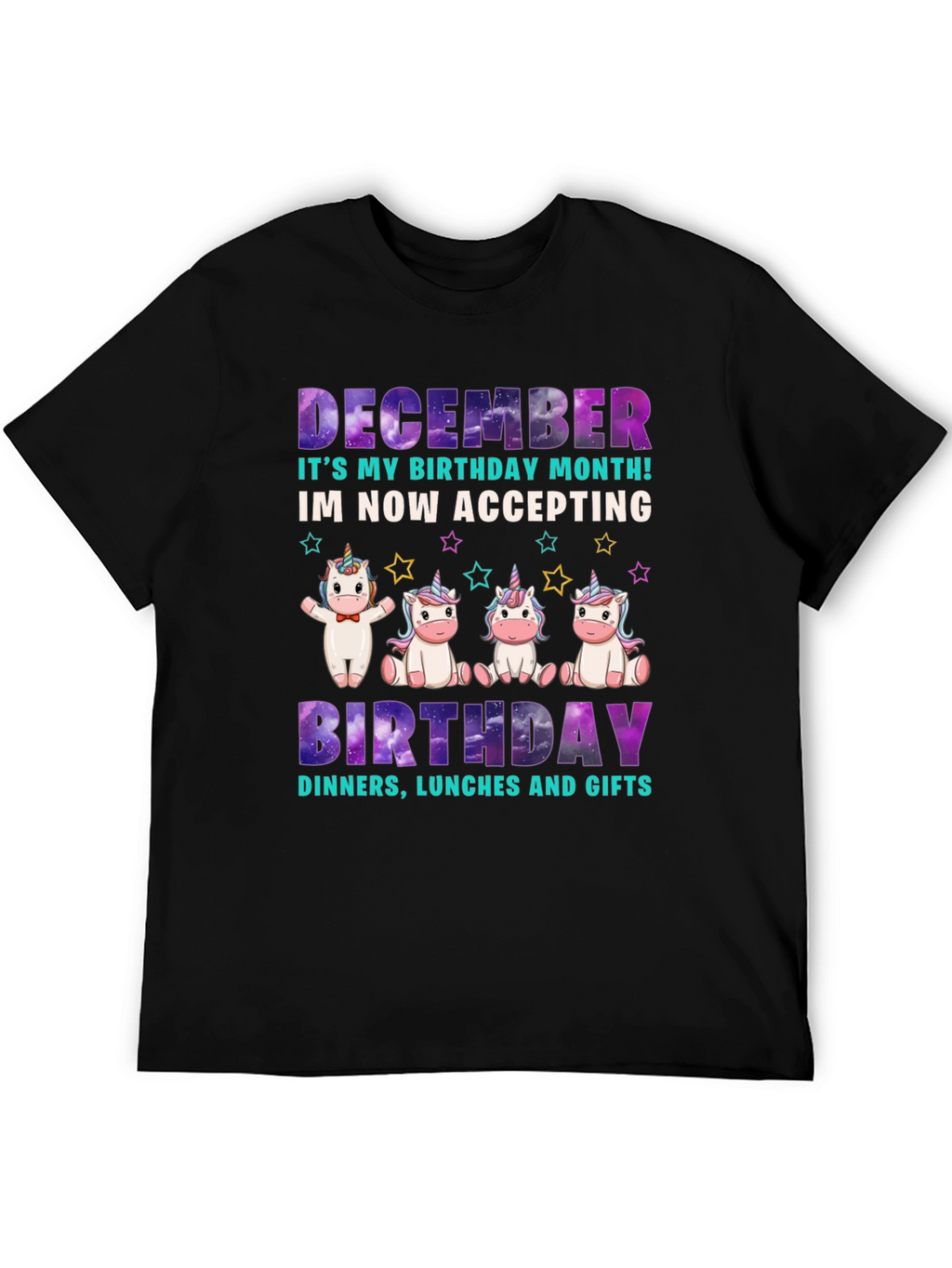 December Birthday Month Unicorn T-Shirt