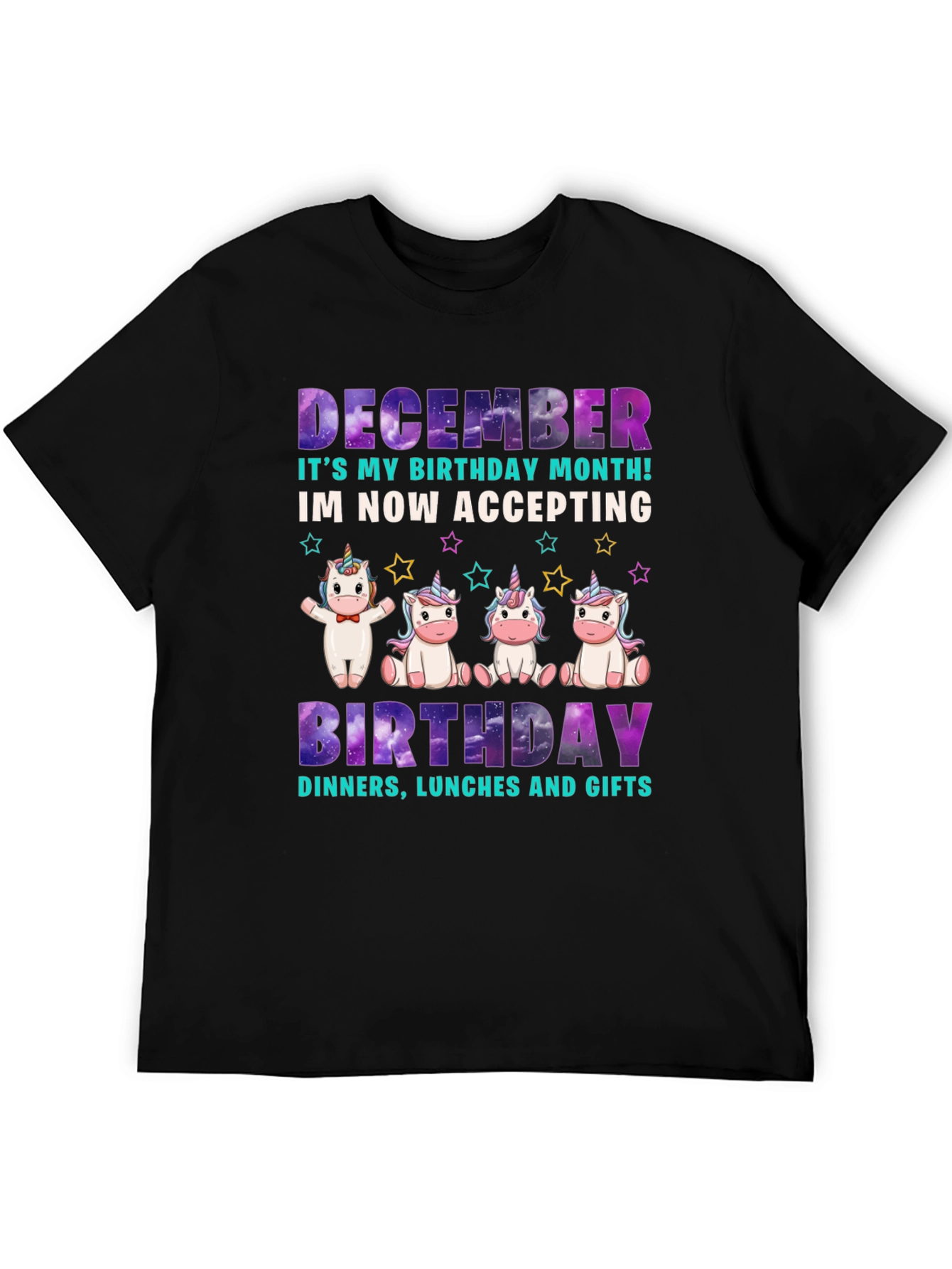 December Birthday Month Unicorn T-Shirt