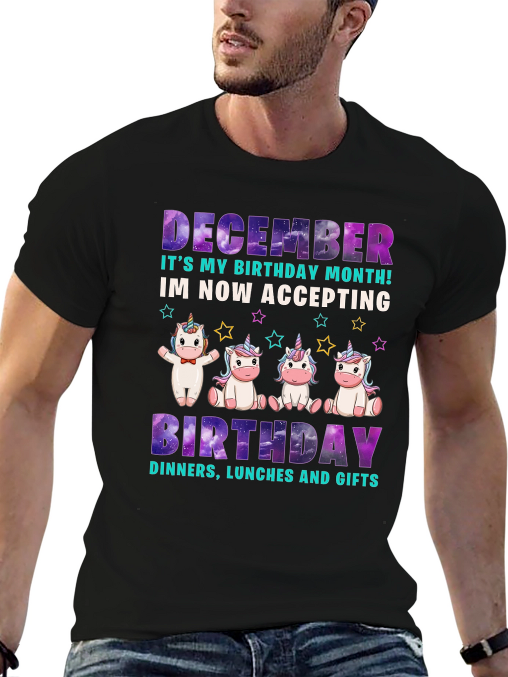 December Birthday Month Unicorn T-Shirt