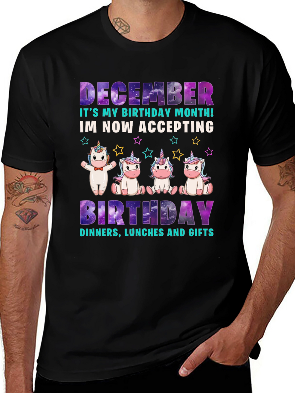 December Birthday Month Unicorn T-Shirt