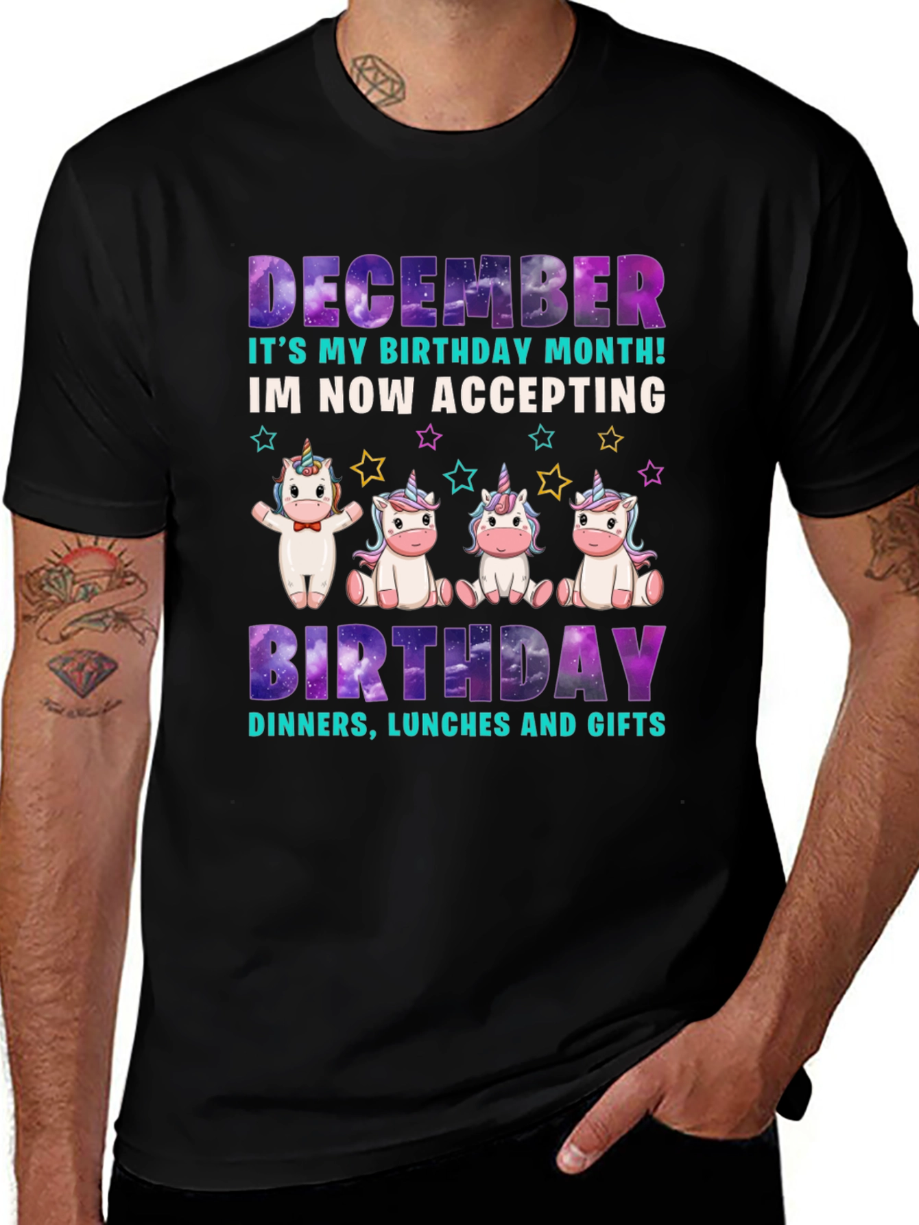December Birthday Month Unicorn T-Shirt