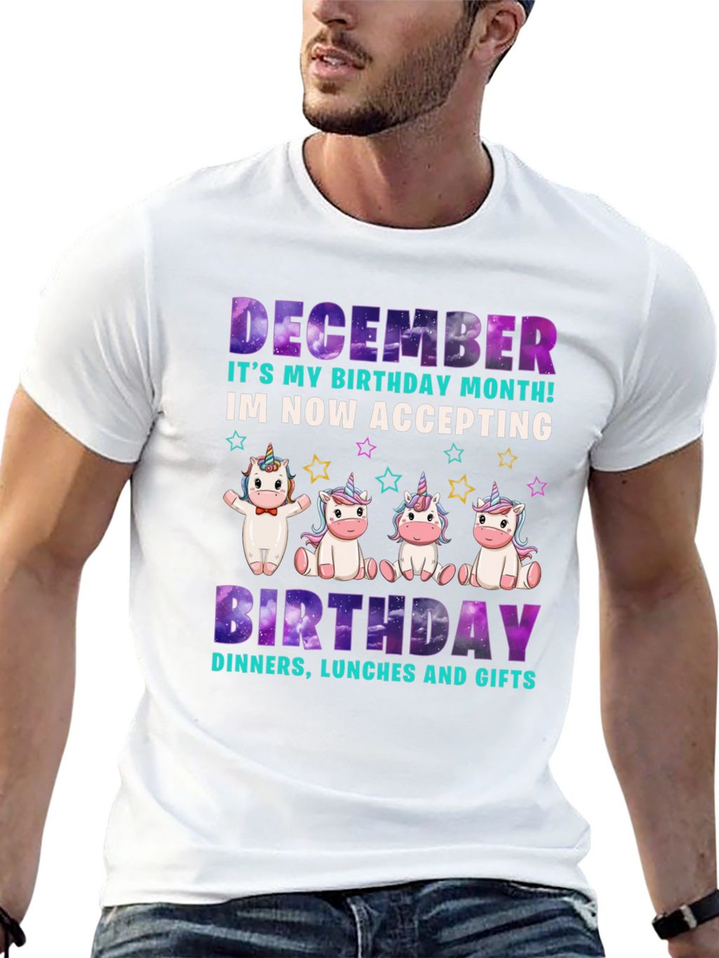 December Birthday Month Unicorn T-Shirt
