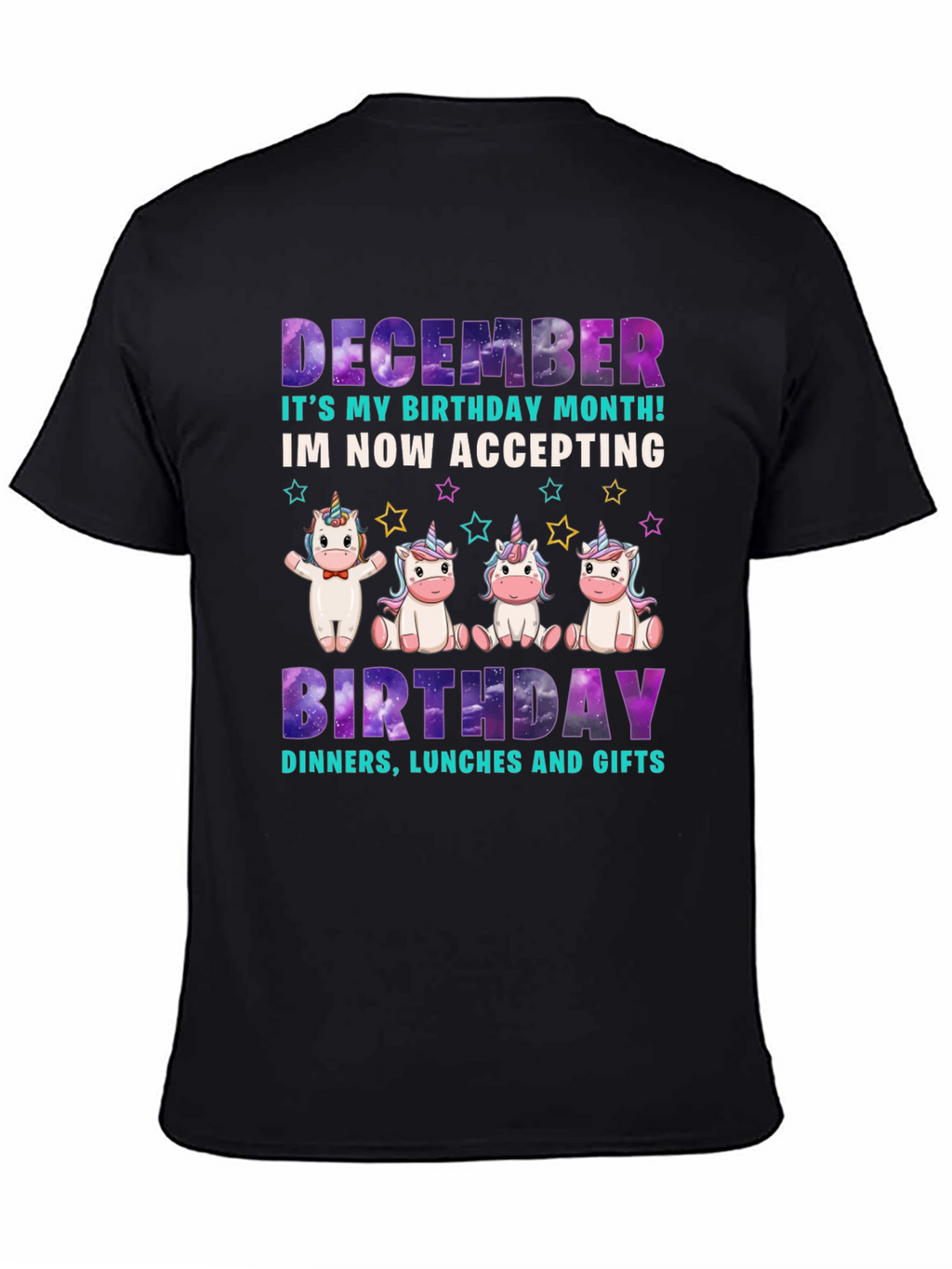 December Birthday Month Unicorn T-Shirt