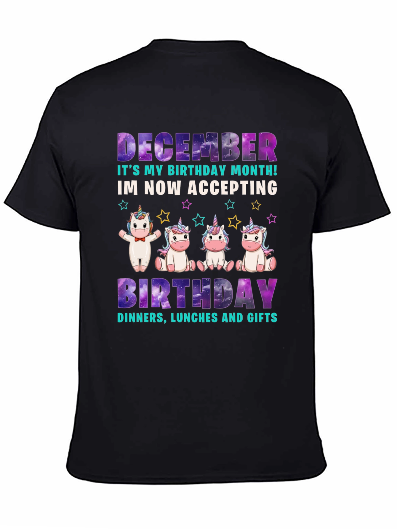 December Birthday Month Unicorn T-Shirt
