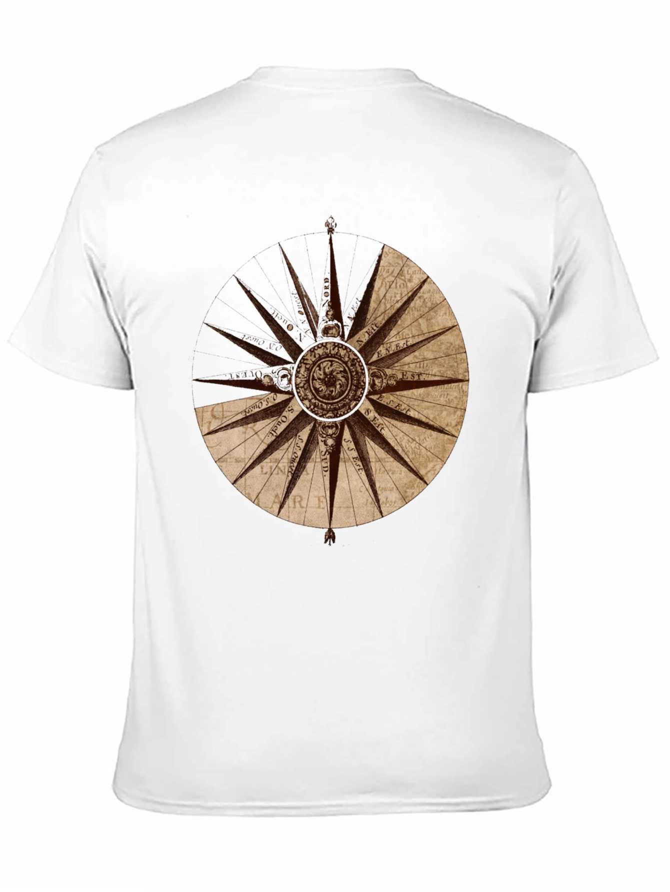Nautical Compass Rose Graphic Tee - Black Cotton