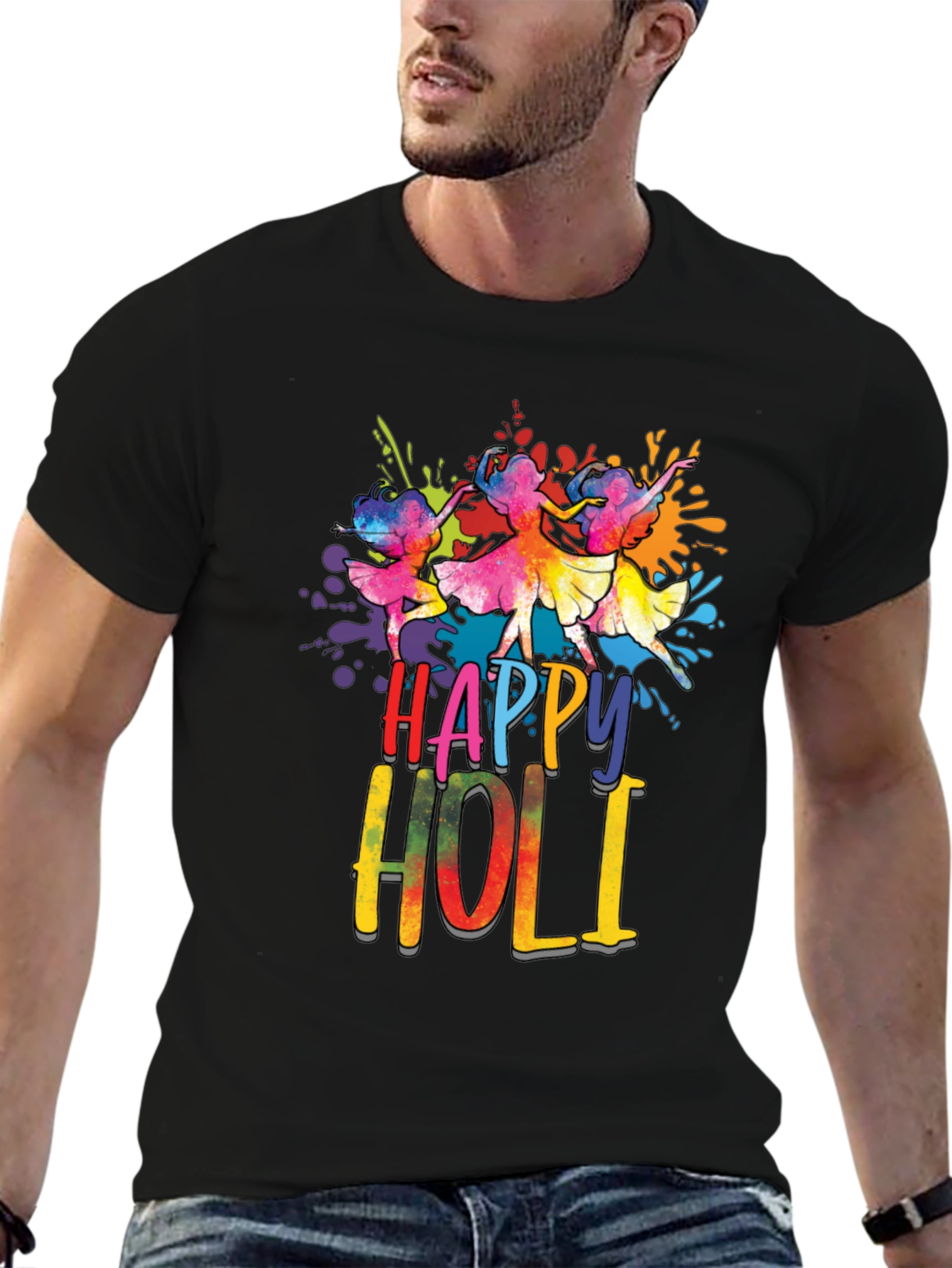 Happy Holi Dancers Graphic T-Shirt