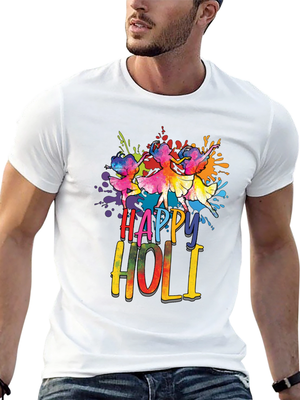 Happy Holi Dancers Graphic T-Shirt