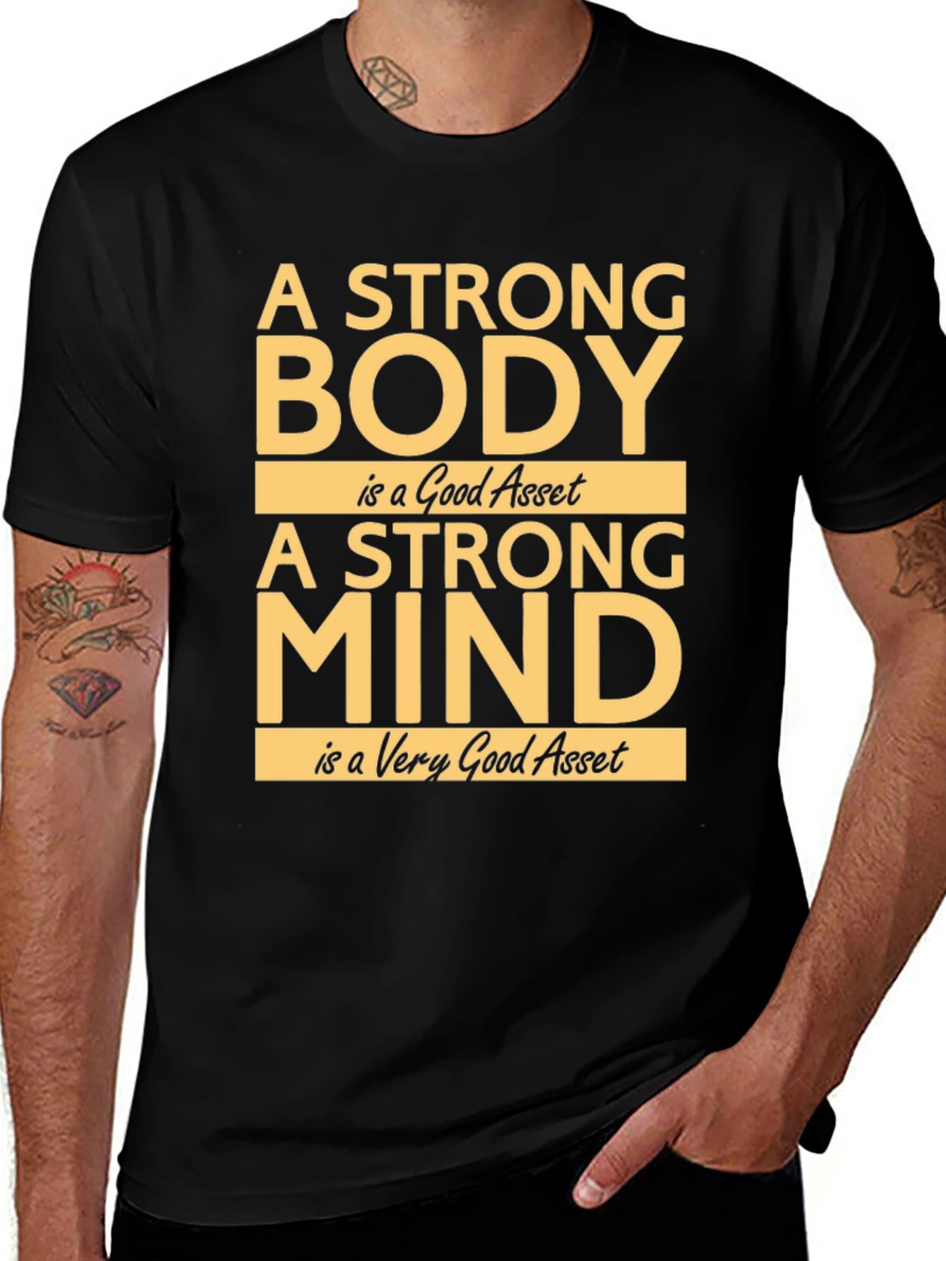 Strong Body & Mind Graphic Tee - Motivational Fitness Shirt