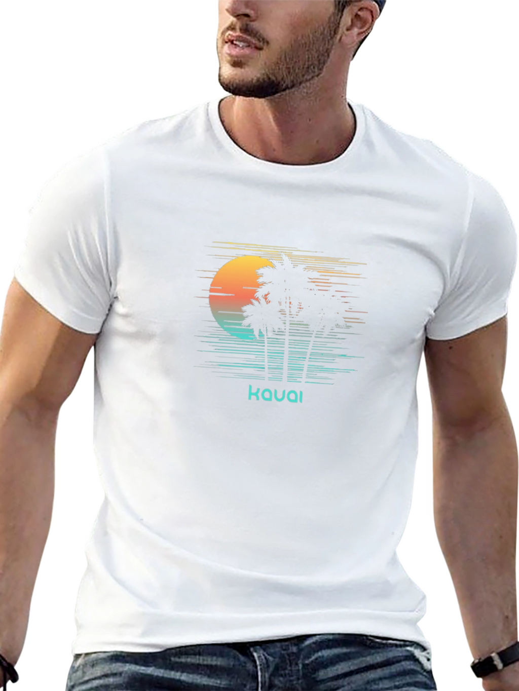 Kauai Retro Palm Sunset Graphic T-Shirt