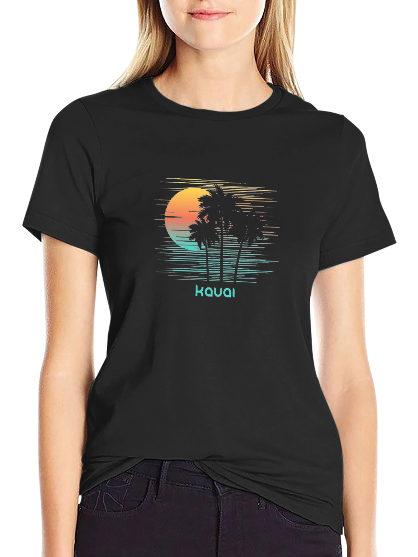 Kauai Retro Palm Sunset Graphic T-Shirt