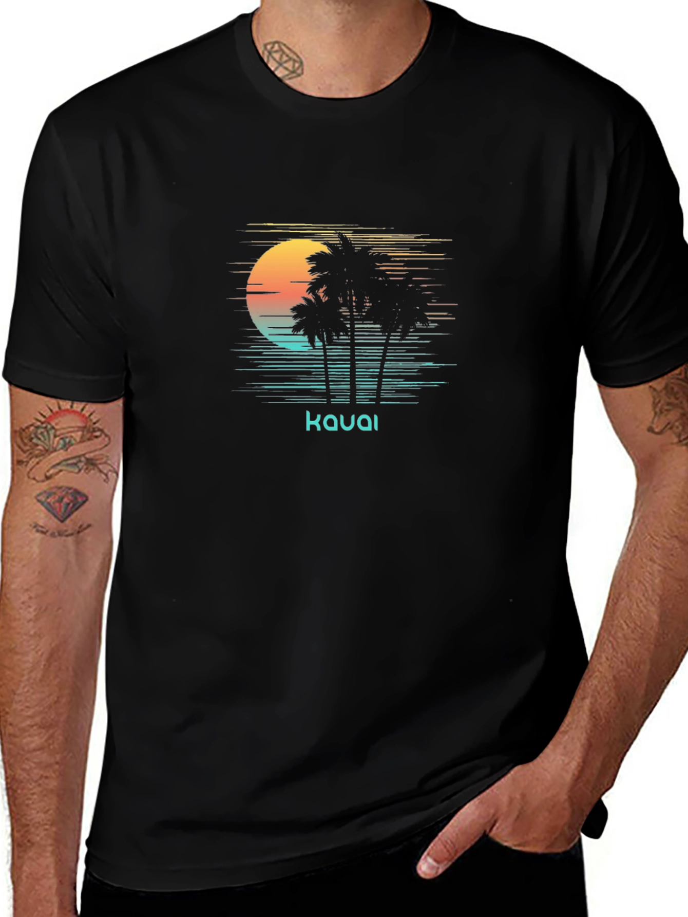 Kauai Retro Palm Sunset Graphic T-Shirt