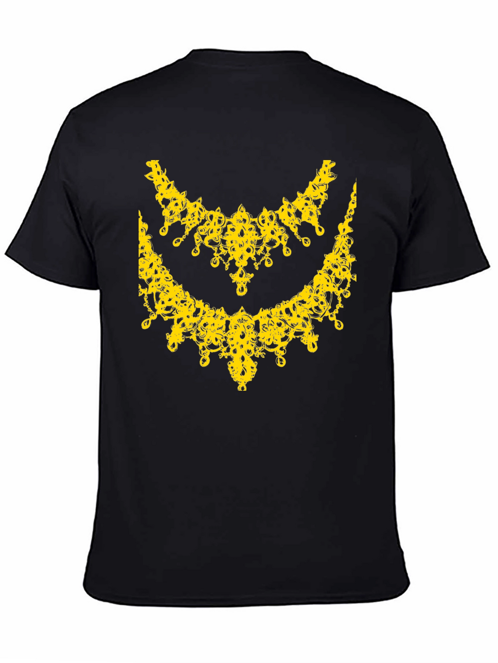 Elegant Yellow Necklace Design Black T-Shirt