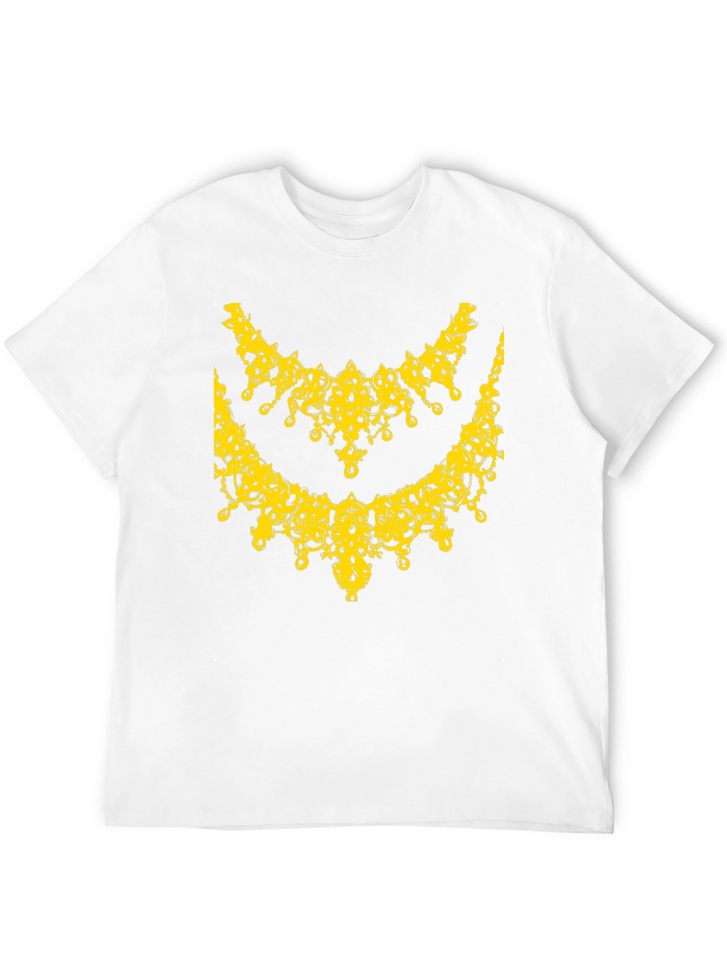 Elegant Yellow Necklace Design Black T-Shirt
