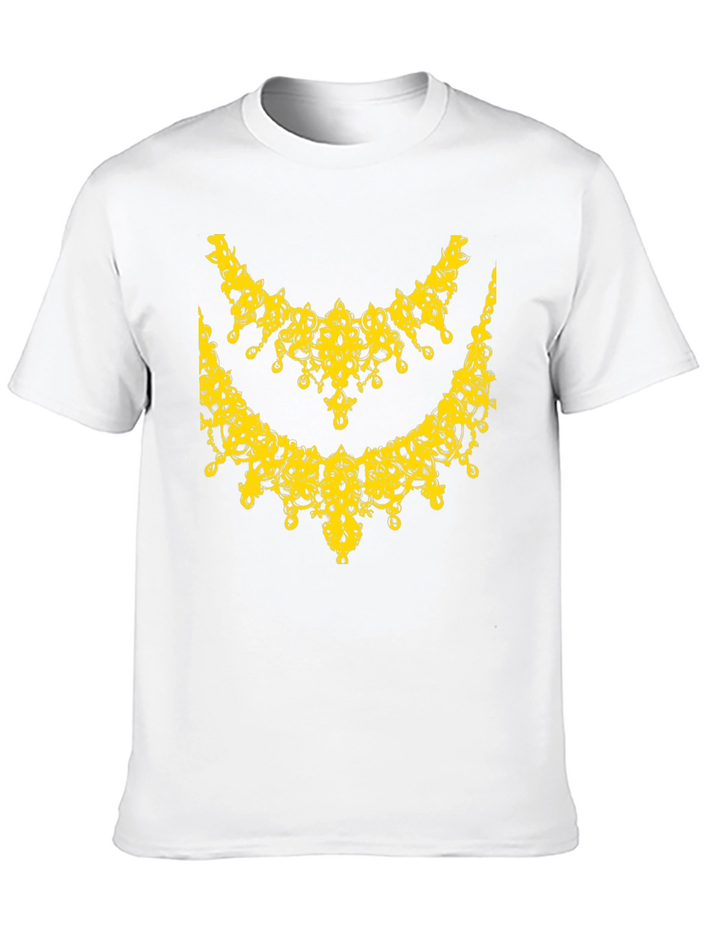 Elegant Yellow Necklace Design Black T-Shirt