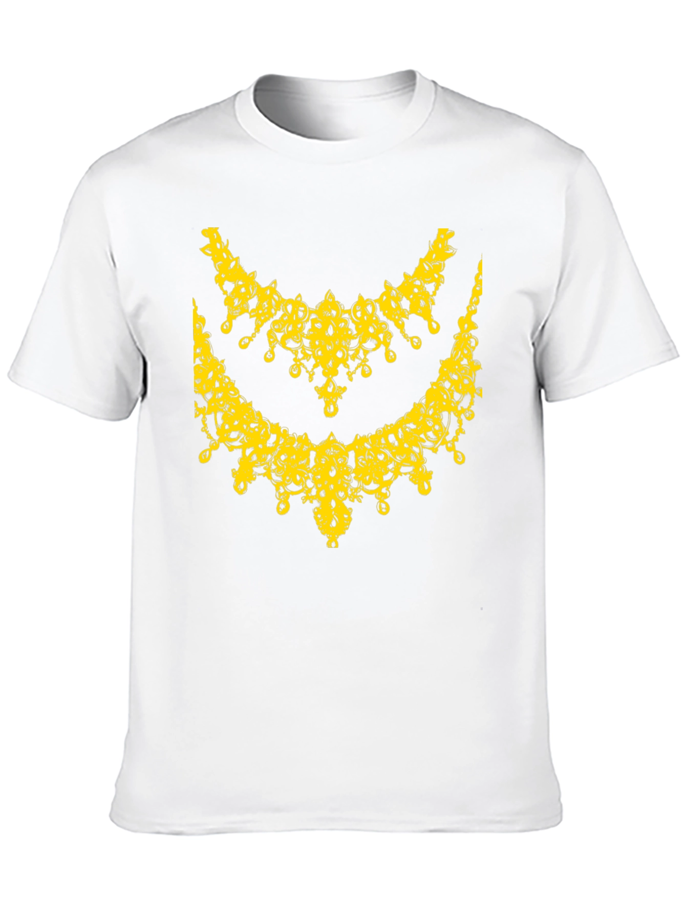 Elegant Yellow Necklace Design Black T-Shirt