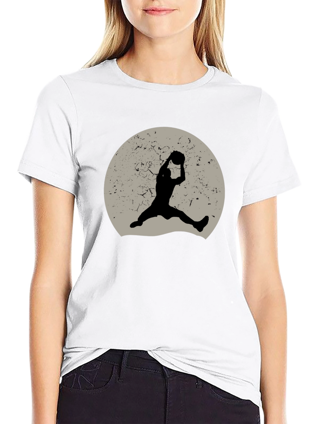 Retro Basketball Silhouette Graphic Tee - Black