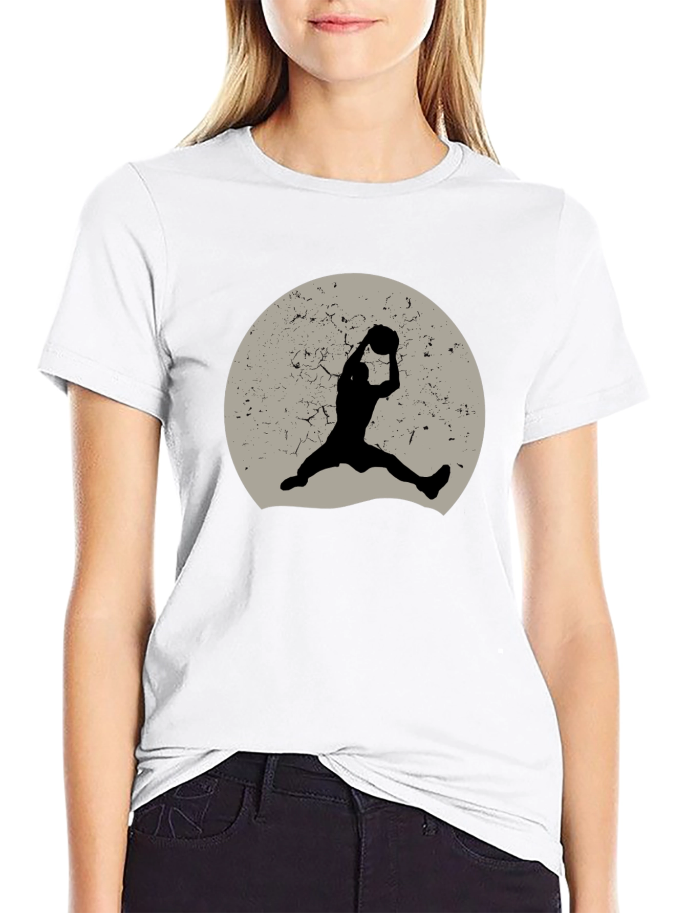 Retro Basketball Silhouette Graphic Tee - Black