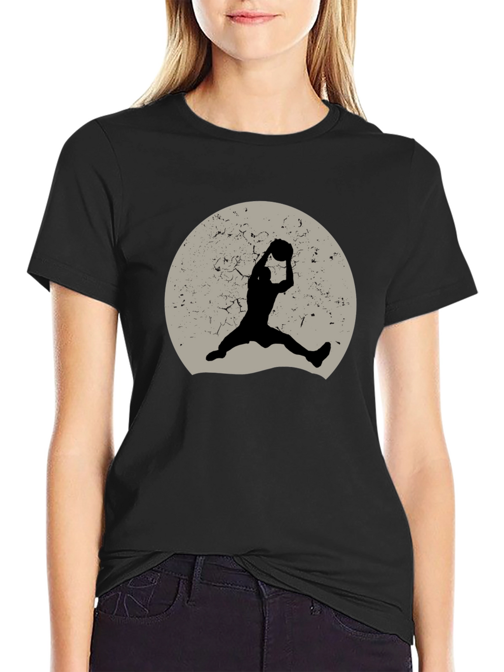 Retro Basketball Silhouette Graphic Tee - Black