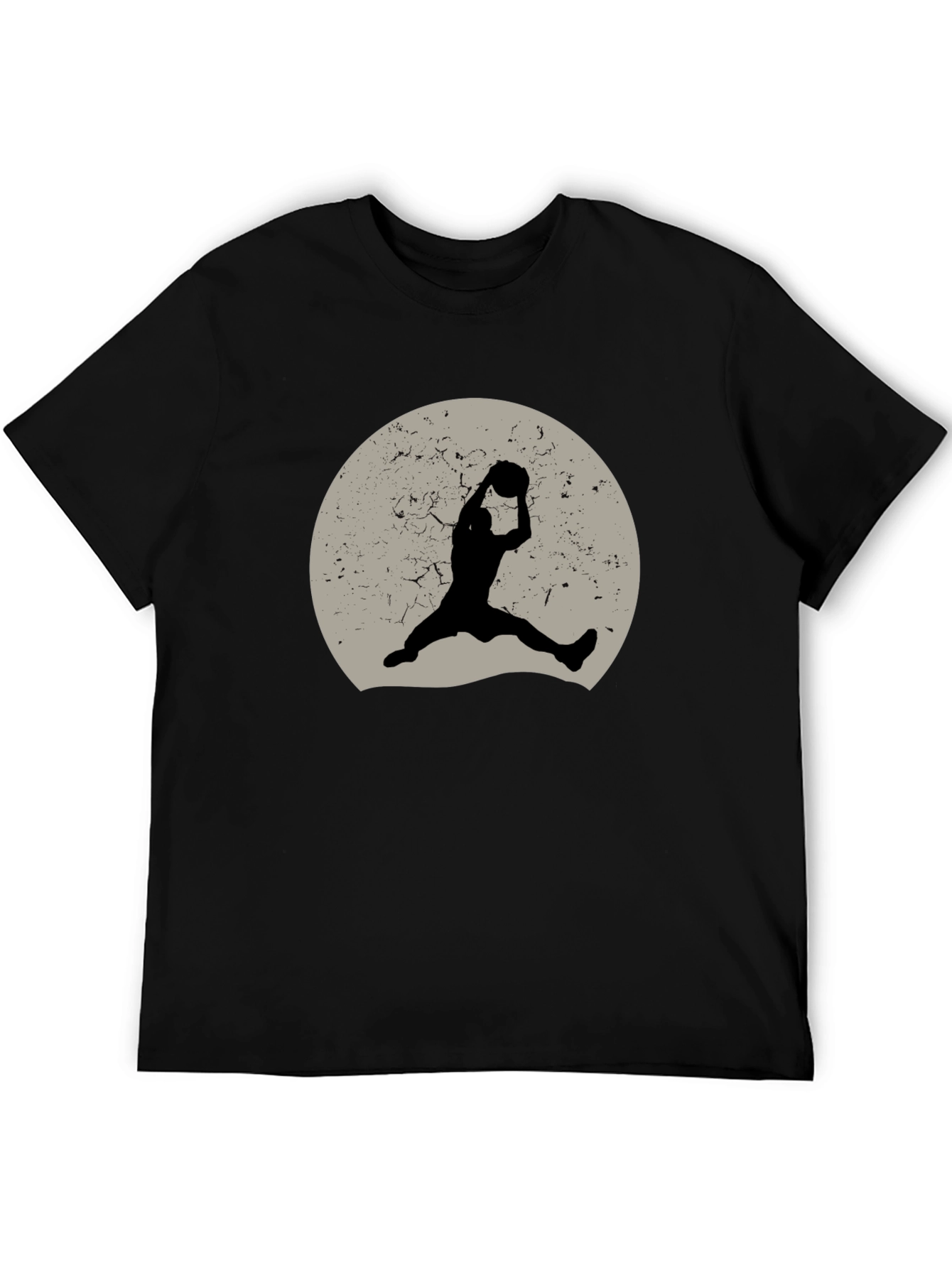Retro Basketball Silhouette Graphic Tee - Black