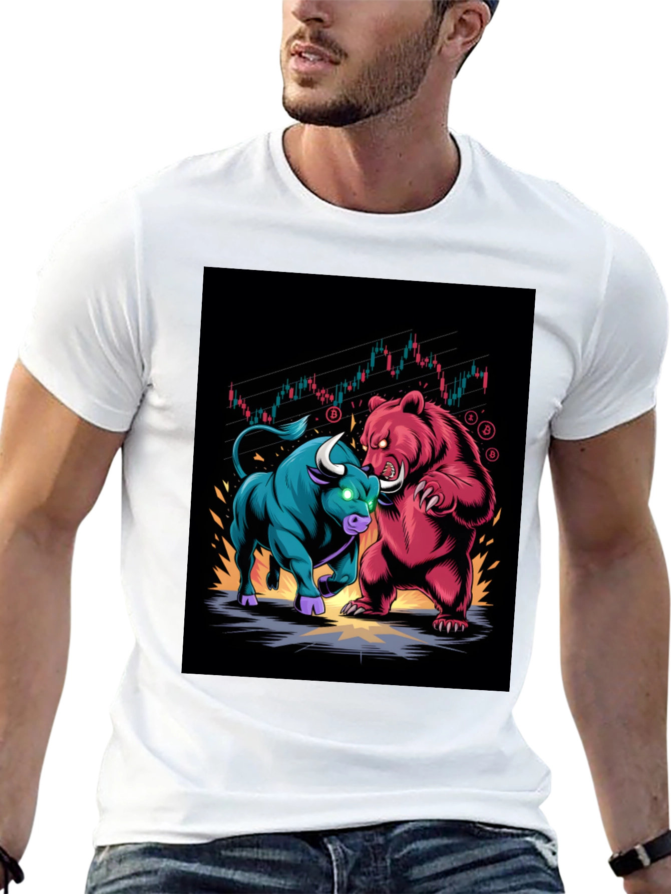 Bull vs Bear Graphic Tee - Crypto Stock Market