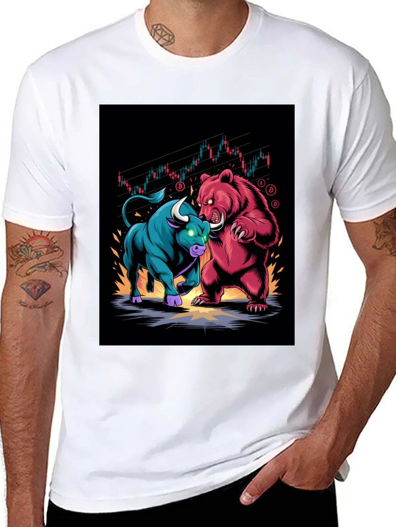 Bull vs Bear Graphic Tee - Crypto Stock Market