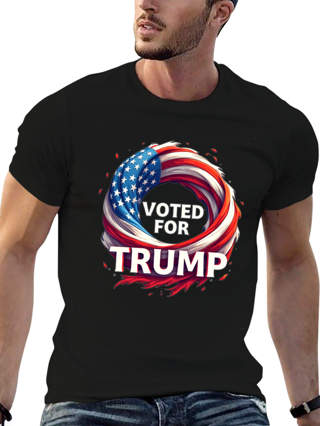 Voted for Trump American Flag Graphic Tee