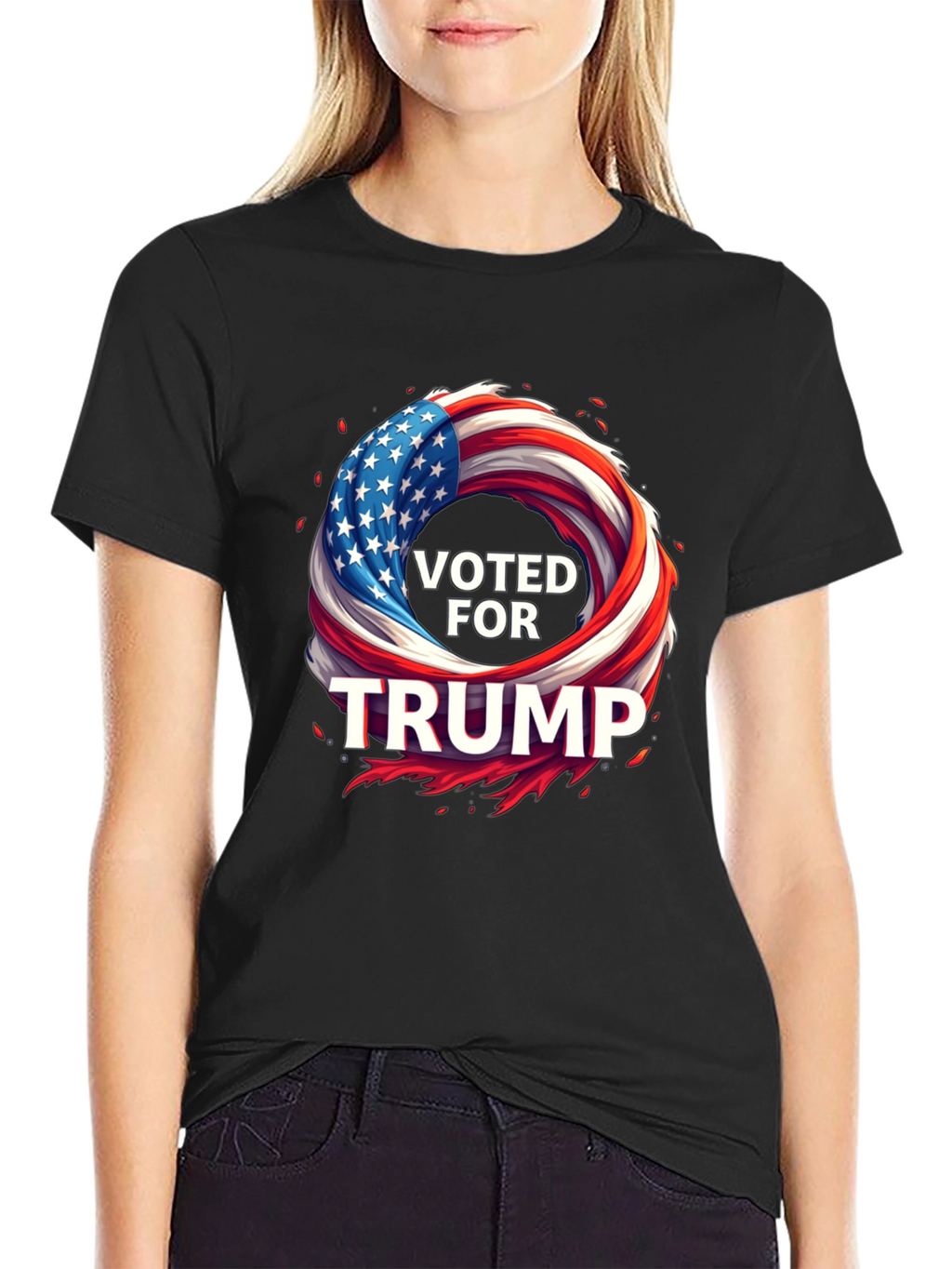 Voted for Trump American Flag Graphic Tee