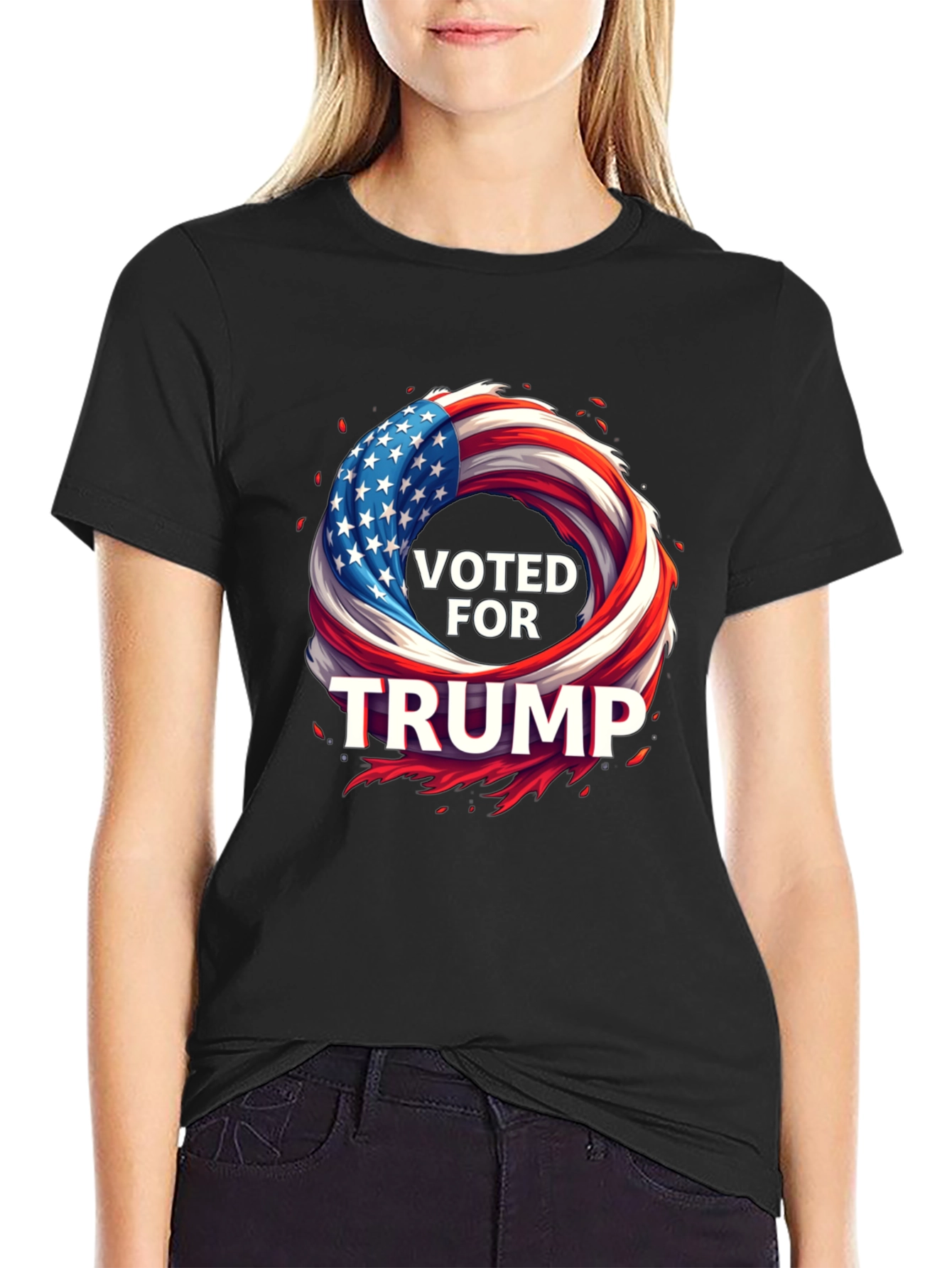 Voted for Trump American Flag Graphic Tee