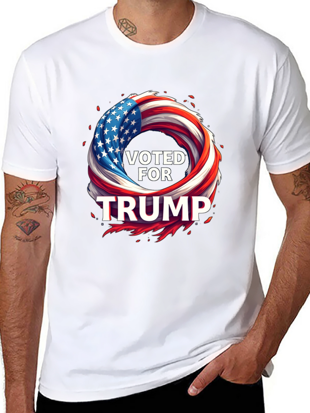 Voted for Trump American Flag Graphic Tee