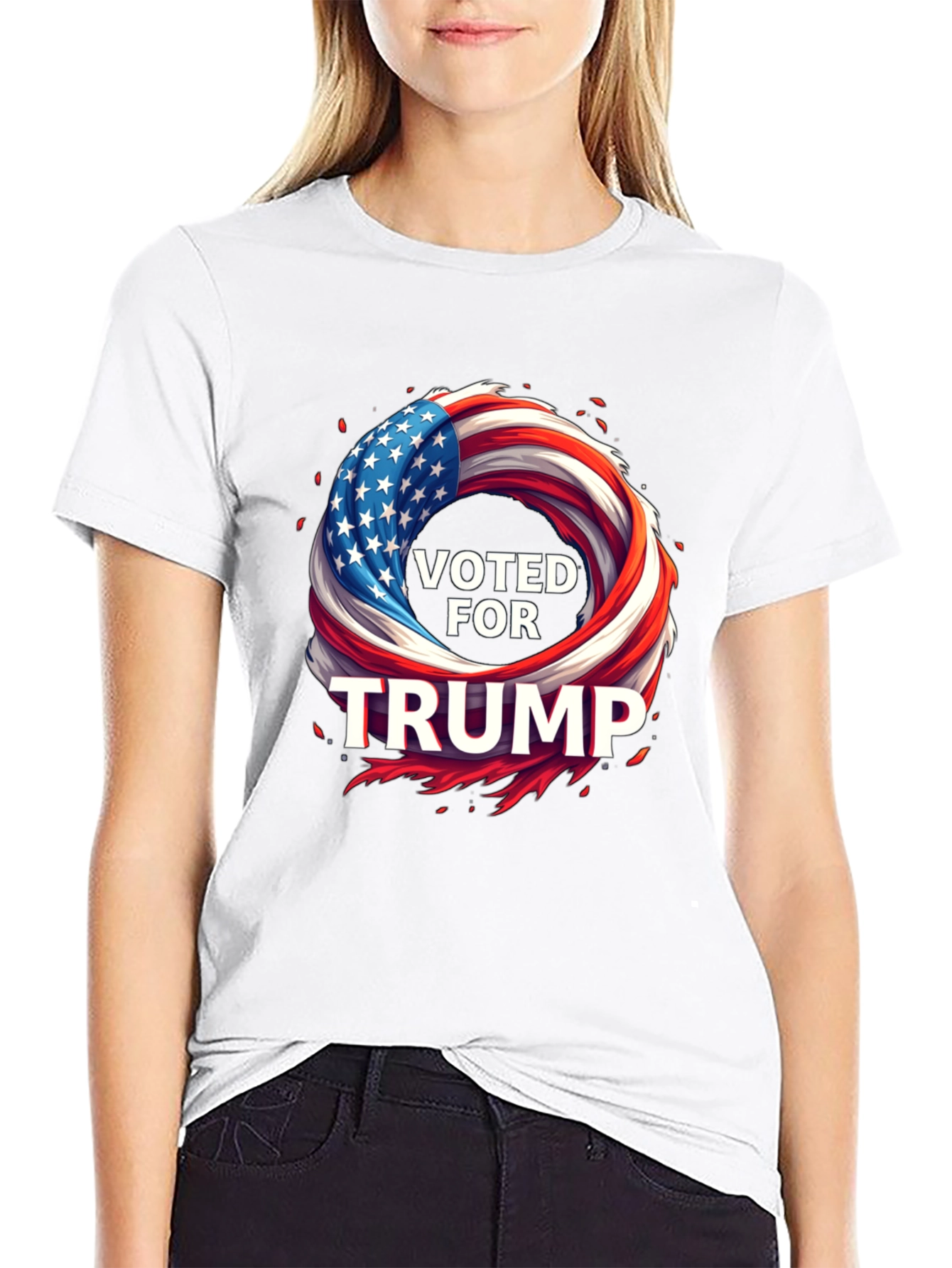 Voted for Trump American Flag Graphic Tee