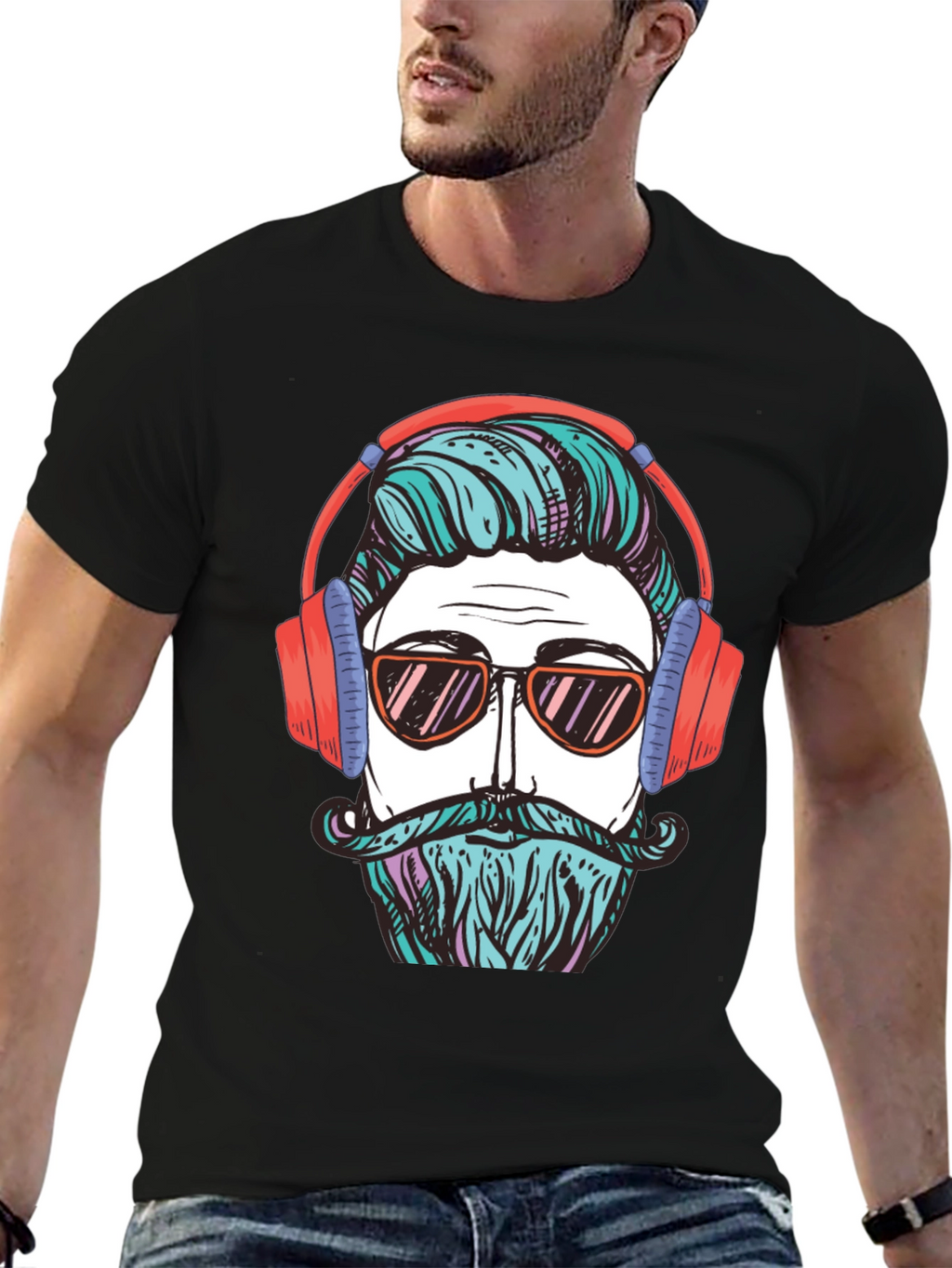 Cool Hipster Graphic Tee - Black T-Shirt