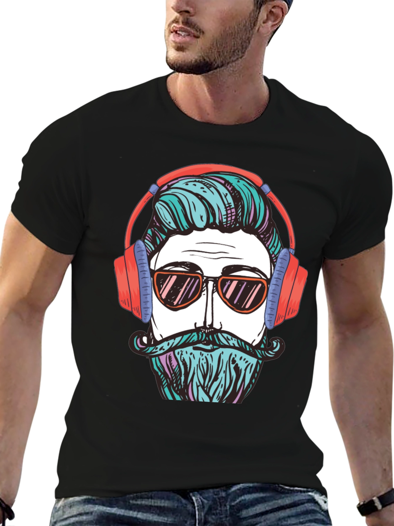 Cool Hipster Graphic Tee - Black T-Shirt