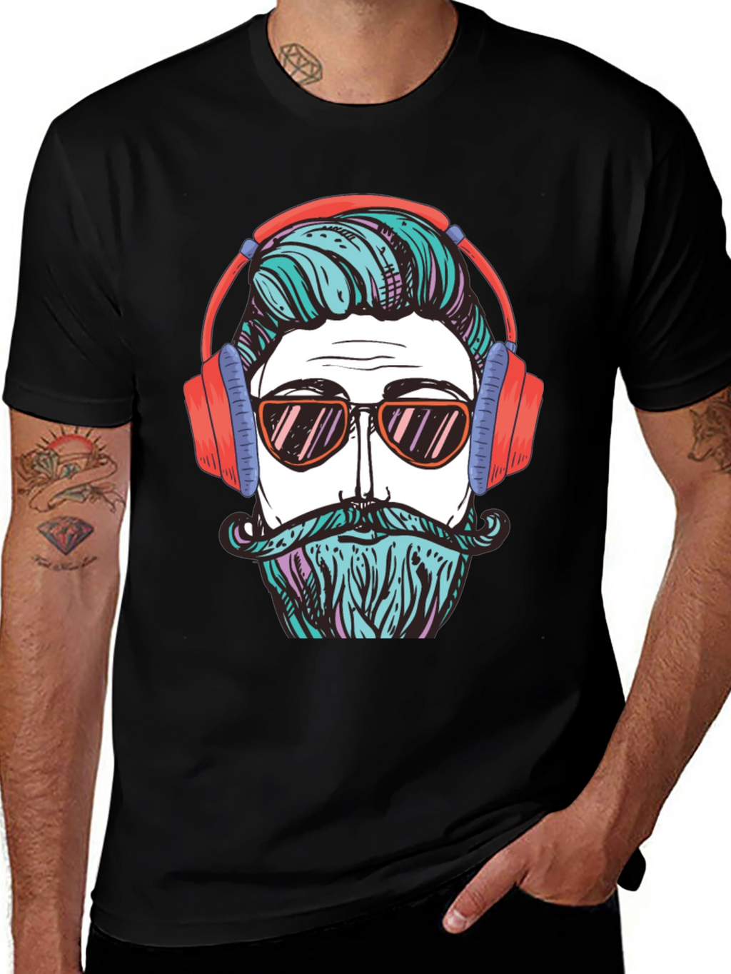 Cool Hipster Graphic Tee - Black T-Shirt
